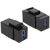 DeLOCK 86369 - kabeladapter/verloopstukje (USB 3.0 A, USB 3.0 A, Vrouwelijk/Vrouwelijk, Zwart, Polybag)