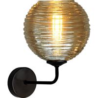 Masterlight Wandlamp Quinto zwart met gestreept glas 3261-05-05-6