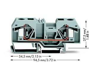 WAGO 283-901 Doorgangsklem 12 mm Spanveer Toewijzing: L Grijs 20 stuk(s)