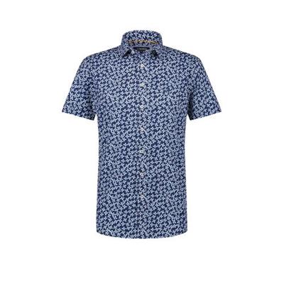 Haze & Finn slim fit overhemd met all over print blauw