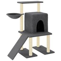 vidaXL Kattenmeubel met sisal krabpalen 96,5 cm donkergrijs, kattenpaal, kattenboom, kattenkrabpaal, kattenhuis, kattenmeubel, kattenpalen