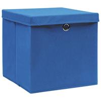 Opbergboxen met deksels 10 st 28x28x28 cm blauw