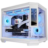 Mars Gaming MC-3TCORELCDM Micro-ATX Gaming Behuizing, 7,2” IPS-scherm aanpasbaar, Driedubbel gehard glas, Dubbele zij-kamerstructuur, Ondersteuning voor vloeistofkoeling tot 360mm, Wit