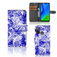 Telefoonhoesje met Naam Huawei P Smart 2020 Angel Skull Blauw - thumbnail