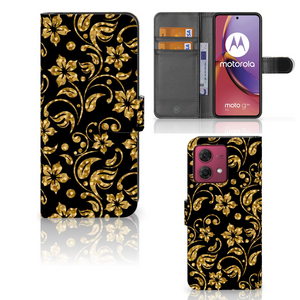 Motorola Moto G84 Hoesje Gouden Bloemen