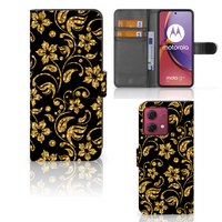 Motorola Moto G84 Hoesje Gouden Bloemen - thumbnail