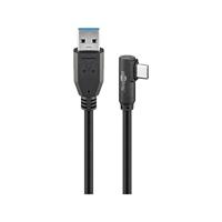 Goobay 66500 USB 3.0 naar USB C kabel 0,5 m / 15 W mobiele telefoon kabel / 90 graden USB C hoekstekker/oplaadkabel 5 Gbits SuperSpeed/USB Type C mobiele telefoon Samsung Sony/zwart / 0,5 meter