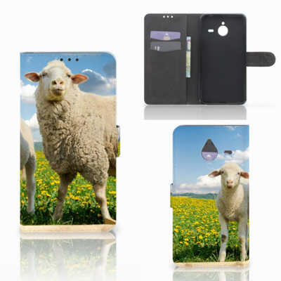 Microsoft Lumia 640 XL Telefoonhoesje met Pasjes Schaap en Lammetje