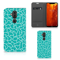Nokia 8.1 Bookcase Cracks Blue