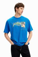 T-shirt met korte mouwen en illustratie - BLUE - XL