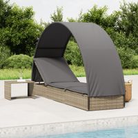 Ligbed met rond dak 211x57x140 cm poly rattan grijs - thumbnail