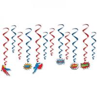 Hangdecoratie Superhelden Whirls 12 stuks