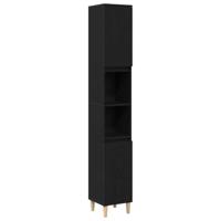vidaXL Badkamerkast Zwart Eiken 30x30x190 cm Houtmateriaal