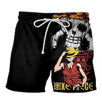 One Piece Aap D. Luffy Portgas D. Ace Strandshorts Board shorts Back To School Anime Harajuku Grafisch Kawaii Voor Voor Stel Voor heren Dames Volwassenen Back To School Heet stempelen Lightinthebox - thumbnail