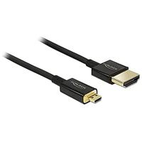 Delock Kabel High Speed HDMI met Ethernet - HDMI-A stekker > HDMI Micro-D stekker 3D 4K 2m Slim Premium