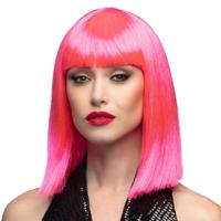 Verkleedpruik dames - roze - Cabaret/Hollywood/Diva - Carnaval - half lang chique haar