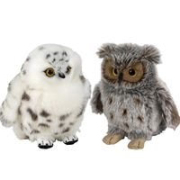 Uilen vogels zachte pluche knuffels 2x stuks - Oehoe uil en Sneeuwuil van 18 cm