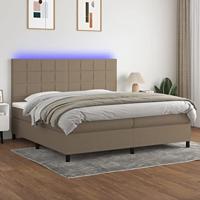 vidaXL Boxspring met matras en LED stof taupe 200x200 cm