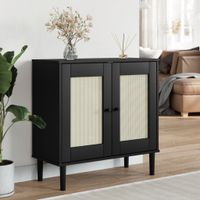 Dressoir SENJA 80x35x80 cm rattan look massief grenenhout zwart - thumbnail