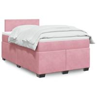 vidaXL Boxspring met matras fluweel roze 120x190 cm, boxspring, ledikant, bedframe, bed, boxspring bed, bedbodem, seniorenbed, senioren bed