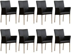 Set van 8 Zwarte leren moderne eetkamerstoelen Comfort - Toledo Leer Nero (zwart leer)