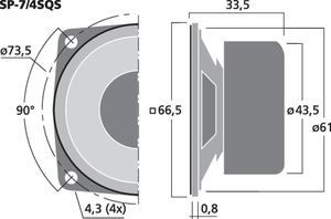 Monacor SP-7/4SQS 4 W 1 stuk(s) Luidspreker met volledig bereik