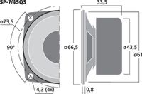 Monacor SP-7/4SQS 4 W 1 stuk(s) Luidspreker met volledig bereik - thumbnail