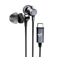 Energy Sistem Metallized Type C in-ear hoofdtelefoon (type C-aansluiting, microfoon, volumeregelaar, aluminium, gerecyclede kunststof), zwart