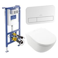 Villeroy & Boch Subway 3.0 Wandcloset Pack - zonder spoelrand - diepspoel - inbouwreservoir - twistflush - bedieningspaneel chroom glans - zitting - wit alpin 92242700 / 92249061 / 4670TS01 - thumbnail