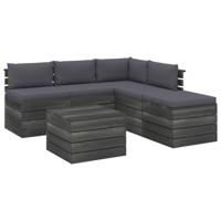 vidaXL 6-delige Loungeset met kussens pallet grenenhout