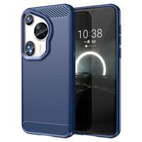 Huawei Pura 70 Ultra Geborsteld TPU Hoesje - Koolstofvezel - Blauw - thumbnail