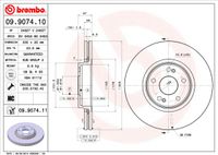 Remschijf BREMBO, Remschijftype: Binnen geventileerd, u.a. für Renault - thumbnail