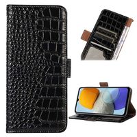 Crocodile Series Samsung Galaxy M33 Wallet Leren Hoesje met RFID - Zwart