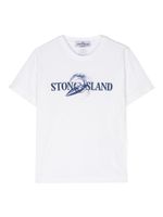 Stone Island Junior t-shirt en coton à logo imprimé - Blanc