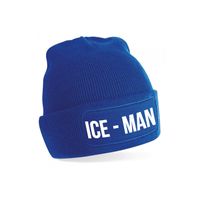 Ice-man muts - unisex - one size - blauw - apres-ski muts