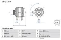 Dynamo / Alternator BOSCH, Spanning (Volt)14V, u.a. für VW, Audi, Seat, Skoda