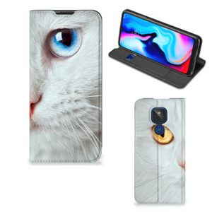 Motorola Moto G9 Play Hoesje maken Witte Kat