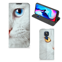 Motorola Moto G9 Play Hoesje maken Witte Kat