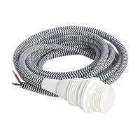 House Doctor textieldraad met stopcontact en twee ringen, zwart/wit, 300 x 36 cm