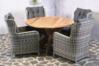 Tuinset Tejeda - 4 wicker stoelen met teakhouten tafel