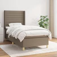 vidaXL Boxspring met matras stof taupe 90x200 cm, bed, boxspringbed, tweepersoonsbed, slaapmeubel, boxspring bed, bed met matras, bedframe, ledikant