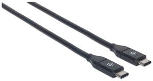 Manhattan USB-kabel USB 3.2 Gen1 (USB 3.0 / USB 3.1 Gen1) USB-C stekker, USB-C stekker 1.00 m Zwart UL gecertificeerd 353526