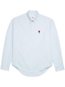 AMI Paris chemise en coton à logo brodé - Bleu