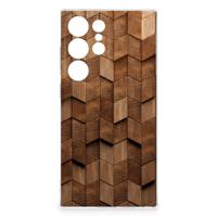 Bumper Hoesje voor Samsung Galaxy S24 Ultra Wooden Cubes - thumbnail