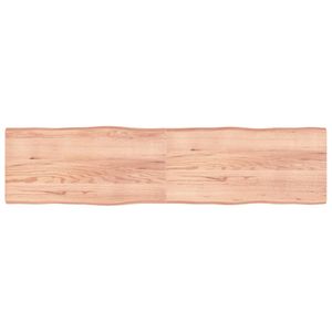 Tafelblad natuurlijke rand 200x50x6 cm eikenhout lichtbruin