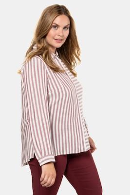 Ulla Popken Longblouse, blinde knopenlijst, achter afgeronde zoom  - Grote Maten