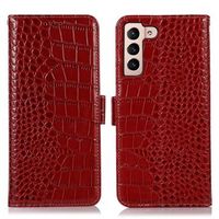 Crocodile Series Samsung Galaxy S23+ 5G Wallet Leren Hoesje met RFID - Rood - thumbnail