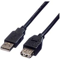 ROLINE USB 2.0 Kabel, type A-A, M/F, zwart, 0,8 m - thumbnail