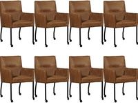 Set van 8 Bruine leren moderne eetkamerstoelen Lucky - Kenia Leer Brown (bruin leer) - thumbnail