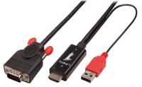 LINDY 41455 HDMI-kabel HDMI / VGA Adapterkabel HDMI-A-stekker, VGA-stekker 15-polig 1.00 m Zwart - thumbnail